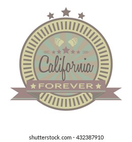 Retro green brown sticker California.