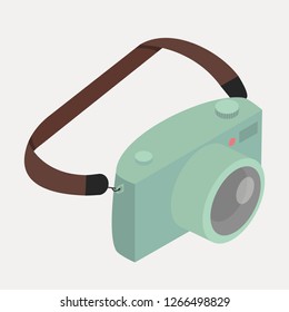 Retro green camera with strap