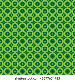 Retro Green Circular Seamless Pattern, Bold Geometric Optical Design