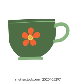  Retro green cup with a floral design, combining vintage charm and modern elegance. Great for kitchen decor, cozy mornings, or nature-inspired drinkware collections.