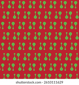 Retro green Drop Motif Pattern on Red Background | Bold Organic Shapes Seamless Design | Vector seamless pattern Design