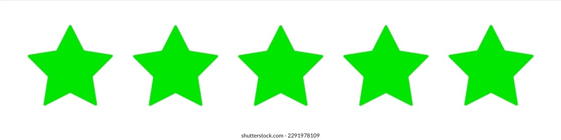 Retro Green Five Star Product Quality Rating. Vector 10 eps.
