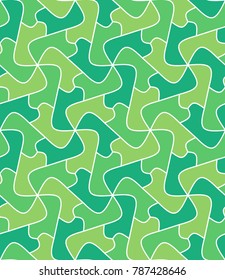 Retro green seamless geometric vector pattern. Green colored modern scalable vector pattern, with green shapes and white lines. Graphic and trendy, abstract and geometric