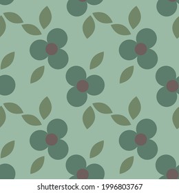 Retro green simpel flowers vector seamless repeat