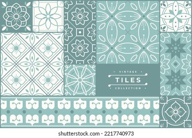 retro green tile pattern design collection