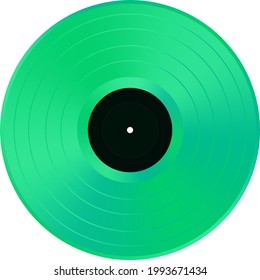 Retro-grüne Vinyl-Scheibe mit schwarzem Leer-Etikett Vektorgrafik