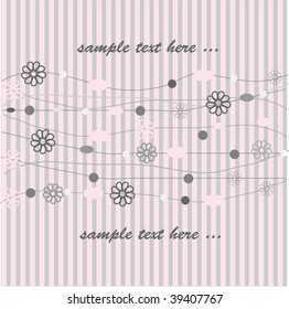 Retro Greeting card with flowers and spots. Vector illustration.