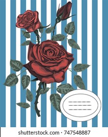 Retro greeting card with red roses