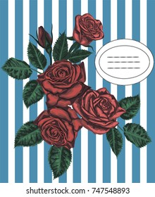 Retro greeting card with red roses