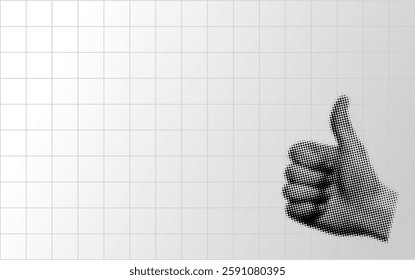 Retro grey background with thumb up halftone design