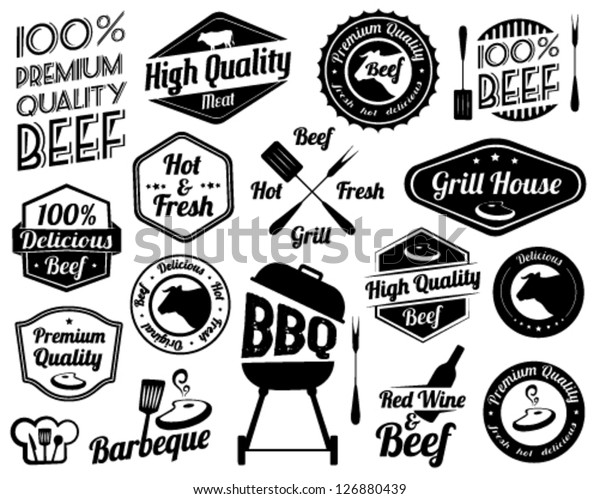 Retro Grill Badges Labels Vintage Style Stock Vector (Royalty Free ...