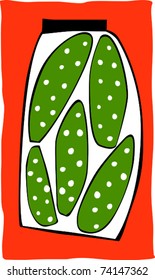 Retro Grocery Deli Jar of Pickles Vector Illustration