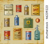 Retro grocery set. Vector