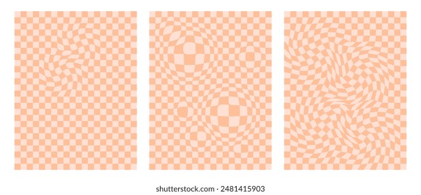 Retro Groove Distorted Grid: Hippie Fashion Textures