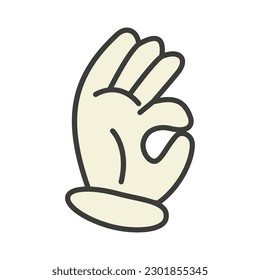 Retro groove hand icon with meaning all is well. Flat design style. Vector illustration.