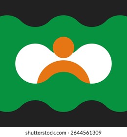 Retro Grooves Pattern: Funky Interlocking Shapes in Green, Cream, Black, and Orange – Perfect for Playful Backgrounds, Vintage-Inspired Design, and Eye-Catching Graphics.