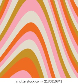Retro Groovy 70s Swirl Abstract Orange Pink Pattern Vector Illustration