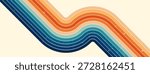 Retro groovy backdrop with a multicolored rainbow.