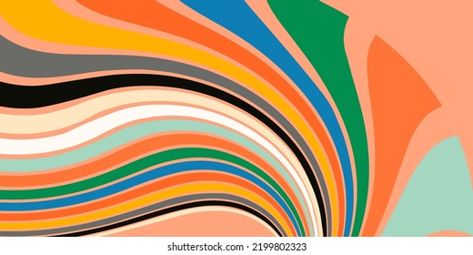 Retro Groovy Background. 70's Vibes Vector Design. Trendy Y2k Backdrop . Funky Retro Wallpaper.