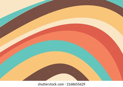 Retro groovy background. Abstract colourful and textured wavy shapes design.