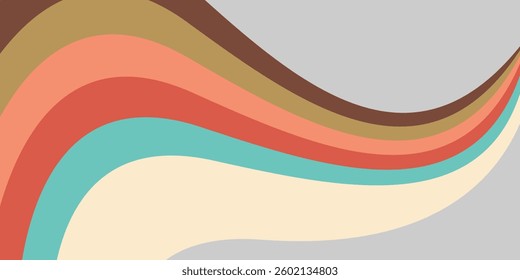 Retro groovy background. Abstract colourful and textured wavy shapes design.
