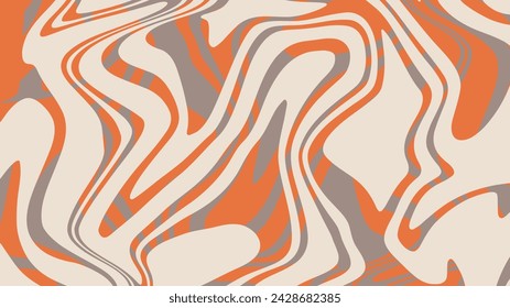 Retro groovy background with colorful distorted waves. Abstract vector design of psychedelic pattern in 1970s hippie style