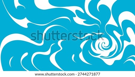 Retro groovy background with swirling rays emanating from the center. Vector illustration of an energetic vortex. Unusual, whimsical smoke and clouds.