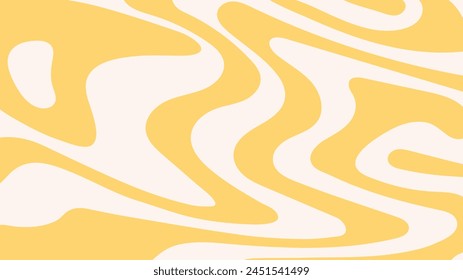 Retro groovy background in trendy 60-70s style. Abstract liquid marble pattern. Distorted wavy vintage backdrop. Vector Illustration