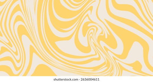 Retro groovy background in trendy 60-70s style. Abstract liquid marble pattern. Distorted wavy vintage backdrop. Vector Illustration