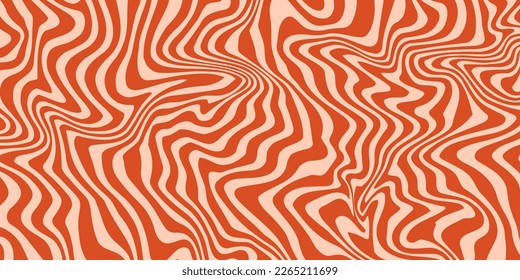 Retro groovy background. Wavy vintage psychedelic wallpaper. Trippy pattern, cover, poster in 60s or 70s style. Liquid hippie texture. Vector