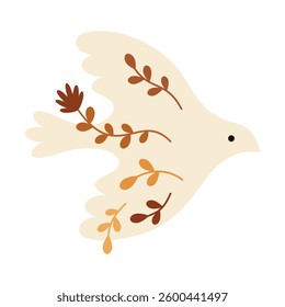 Retro groovy bird clipart, cute pigeon, hand drawn vector illustration in flat style.