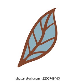 Retro groovy boho leaf. Doodle floral element