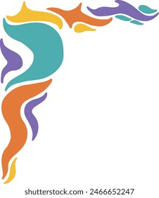Retro Groovy Border Corner. Vector Illustration in Abstract Design.