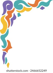 Retro Groovy Border Corner. Vector Illustration in Abstract Design.