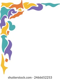 Retro Groovy Border Corner. Vector Illustration in Abstract Design.