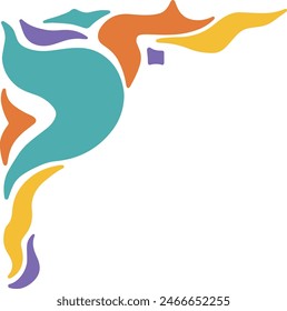 Retro Groovy Border Corner. Vector Illustration in Abstract Design.