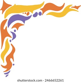 Retro Groovy Border Corner. Vector Illustration in Abstract Design.