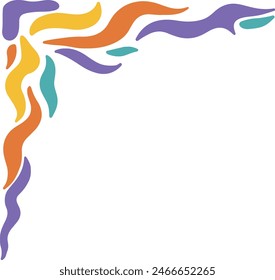 Retro Groovy Border Corner. Vector Illustration in Abstract Design.
