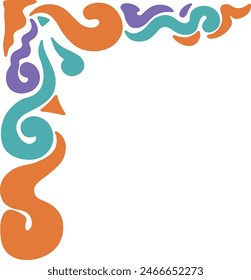 Retro Groovy Border Corner. Vektorillustration im Abstrakten Design.