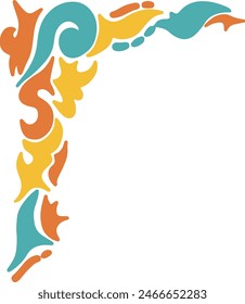 Retro Groovy Border Corner. Vector Illustration in Abstract Design.