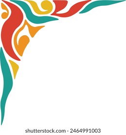 Retro Groovy Border Frame Corner with Abstract Decoration. Isolated on a White Background.