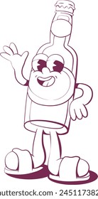 Retro groovy bottle mascot characharacter