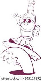 Retro groovy bottle mascot characharacter