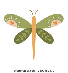 Retro groovy butterfly clipart, Boho butterfly clipart. Cute tropical character in cartoon flat style. Hand drawn vector illustration.