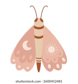 Retro groovy butterfly clipart, Boho butterfly clipart. Cute tropical character in cartoon flat style. Hand drawn vector illustration.