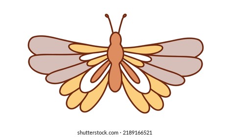 Retro groovy butterfly. Vector illustration.