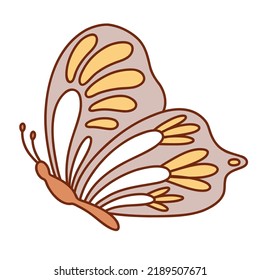 Retro groovy butterfly. Vector illustration.