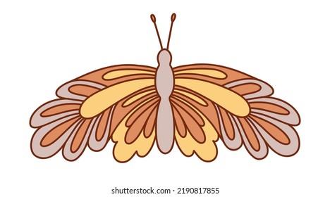 Retro groovy butterfly. Vector illustration.