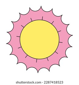 Retro groovy chamomile or daisy. Flower head hippy movement. Hippie vibes and positive energy. Vintage cartoon plant nostalgia design. Trendy y2k funky floral pop culture isolated vector eps element