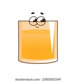 Retro groovy character cocktail. Funky alcoholic or nonalcoholic drink glass. Vintage vector illustration 70s, 80s style on transparent background for bars, cafe, stickers